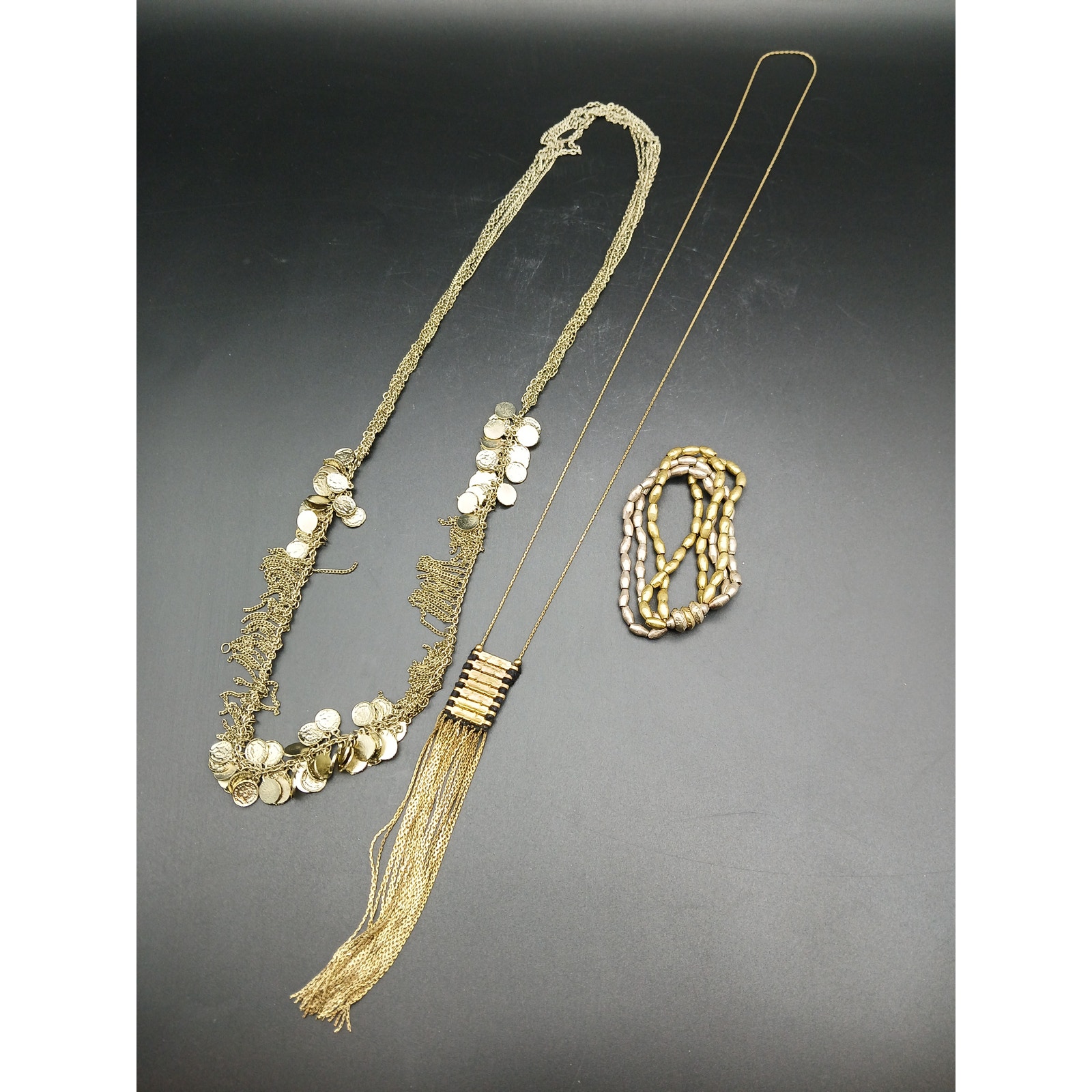 Noonday Collection Necklace & Bracelet Lot Ethiopian Brass Beads Coin Pagoda
